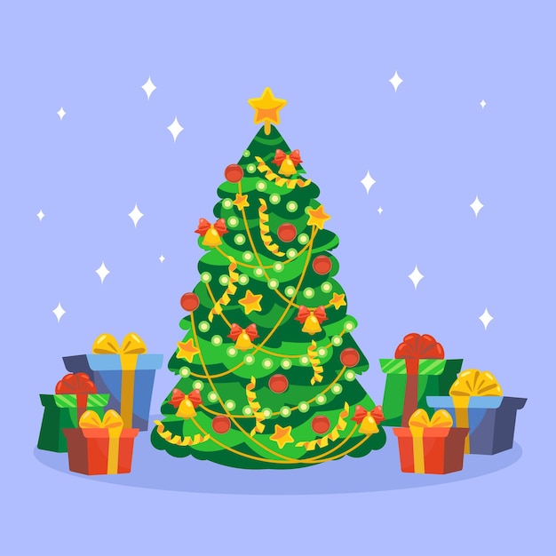 Árbol de navidad, y, regalos