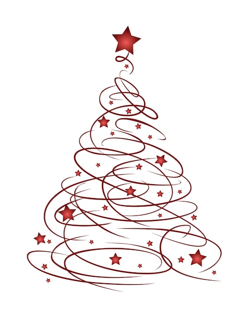 El árbol de Navidad rojo con estrellas