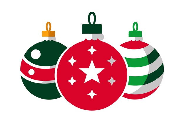 un árbol de Navidad rojo y verde con una pelota verde y blanca
