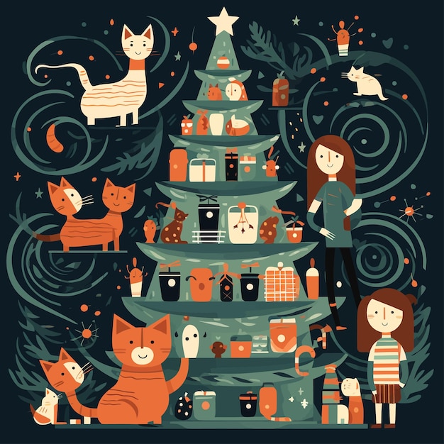 Vector Árbol de navidad tarjeta de navidad