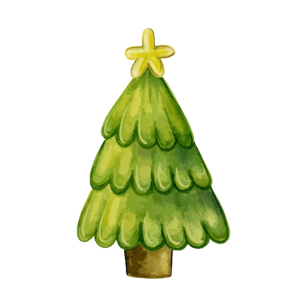 Árbol de Navidad tradicional con estrella sobre un fondo blanco.