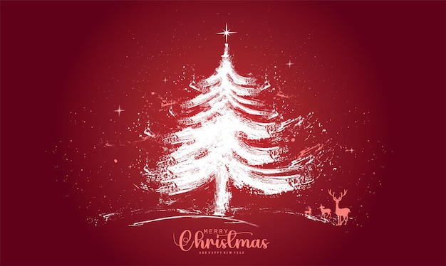 Árbol de Navidad trazos de pincel de pintura Feliz Navidad acuarela estilo pincel vector dibujado a mano