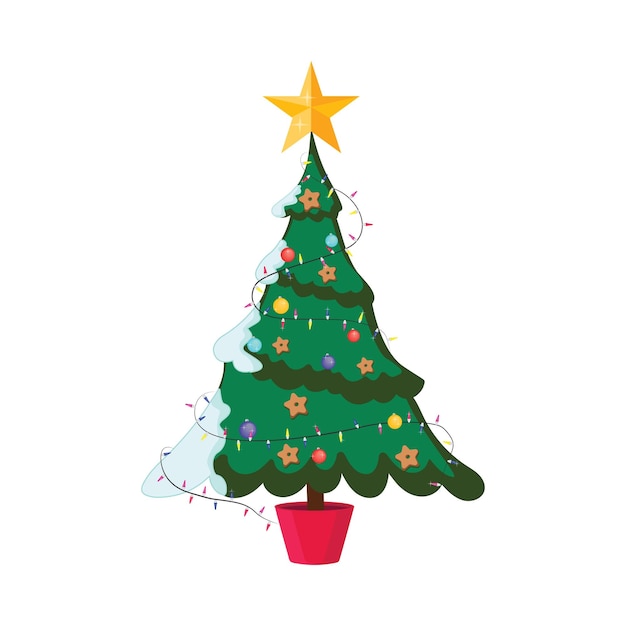 Árbol de Navidad, vector de árbol de Navidad aislado sobre fondo blanco.