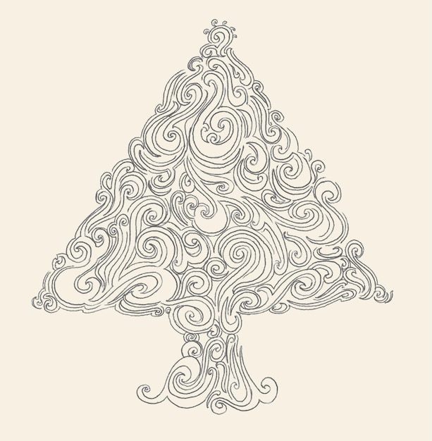 Árbol de Navidad Vector dibujado a mano