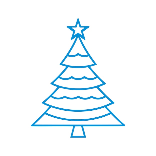 Árbol de Navidad vector de icona de línea delgada en fondo blanco
