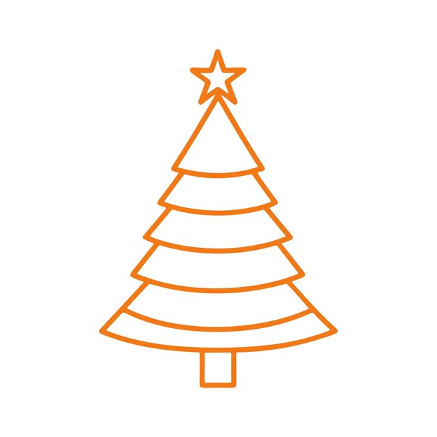 Árbol de Navidad vector de icona de línea delgada en fondo blanco