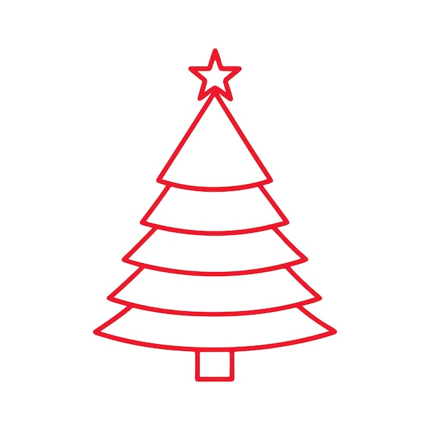 Árbol de Navidad vector de icona de línea delgada en fondo blanco