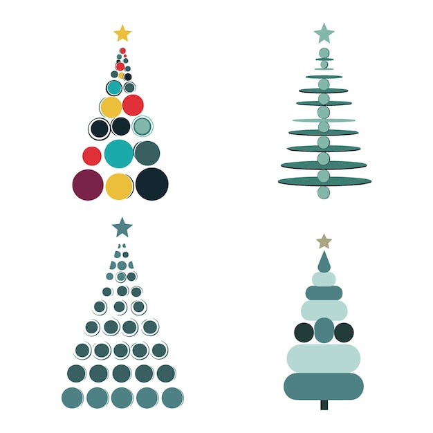 Árbol de Navidad de vector plano circular con diseño minimalista