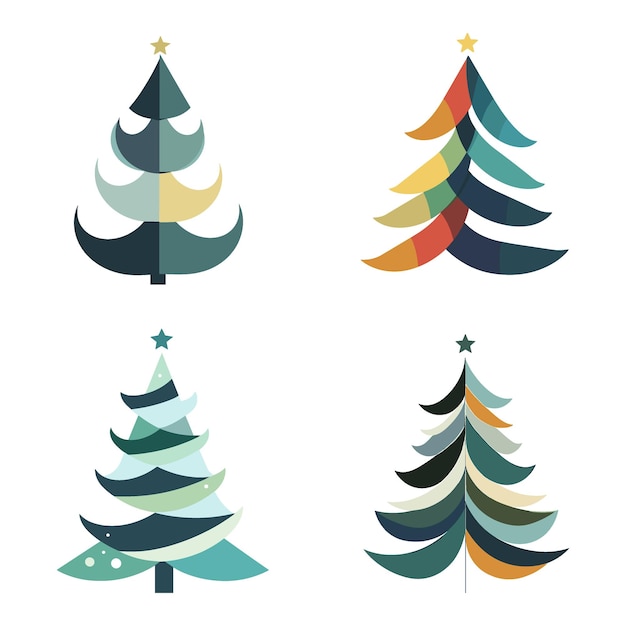 Árbol de Navidad de vector plano en forma de media luna con diseño minimalista