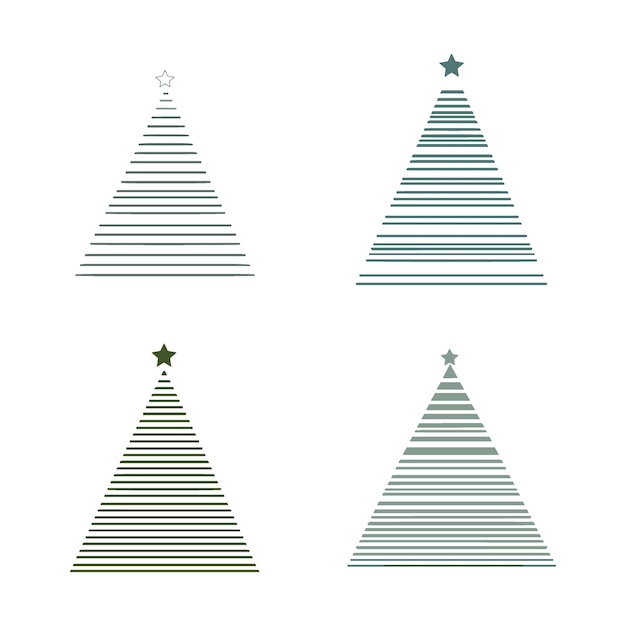 Árbol de Navidad de vector plano de línea uniformemente espaciado