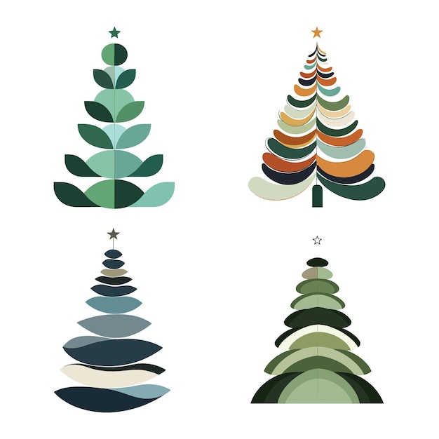 Árbol de Navidad de vector plano semicircular apilado