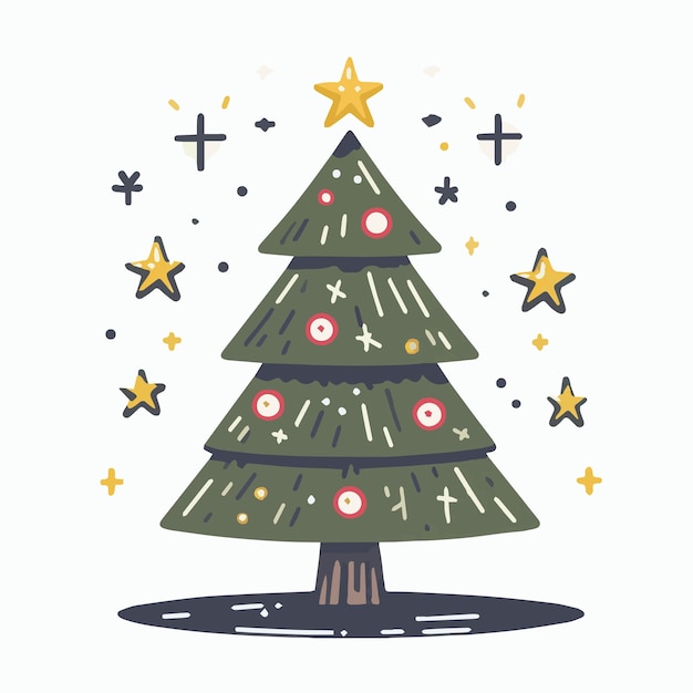 árbol de navidad vectorial y estrella simple