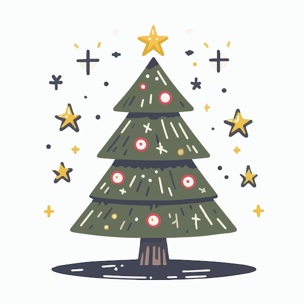 Vector Árbol de navidad vectorial y estrella simple