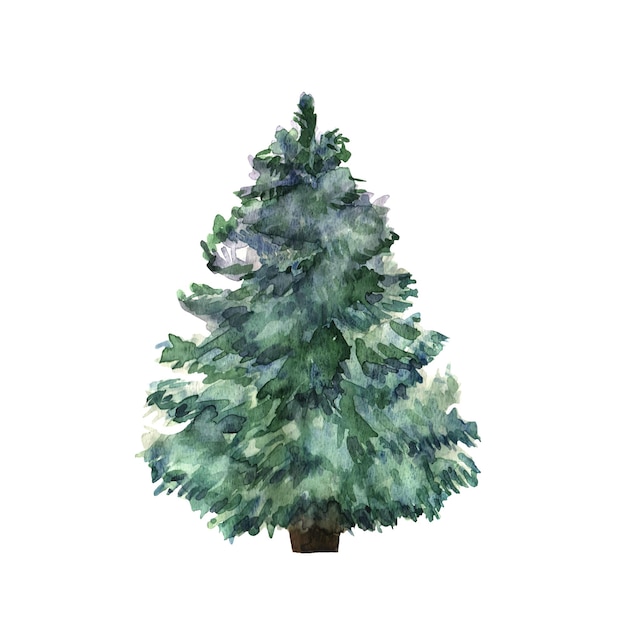 Vector Árbol de navidad verde acuarela sobre fondo blanco aislado ha