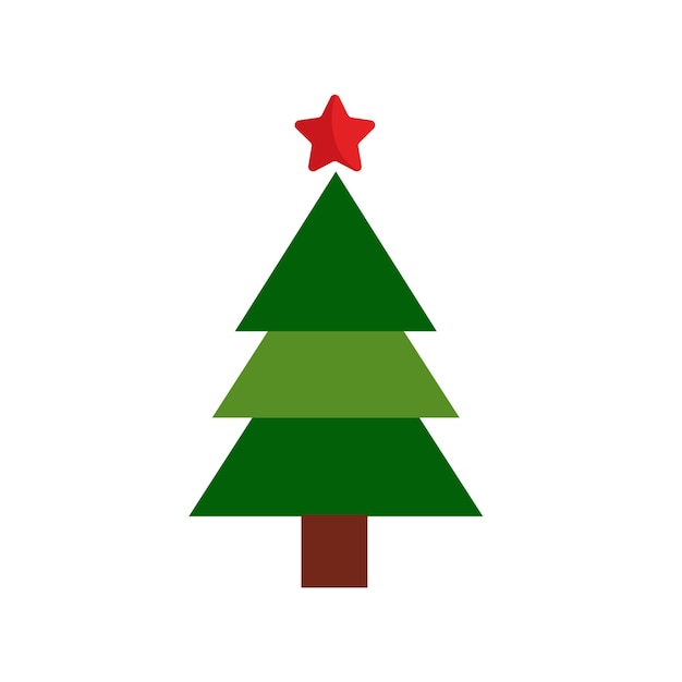 un árbol de Navidad verde con una estrella roja en él