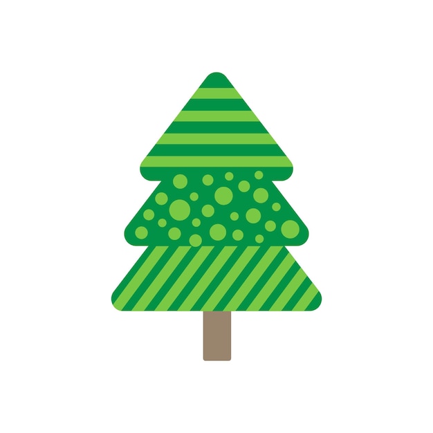 Árbol de navidad verde hecho de triángulos con un patrón geométrico dibujo vectorial en estilo plano