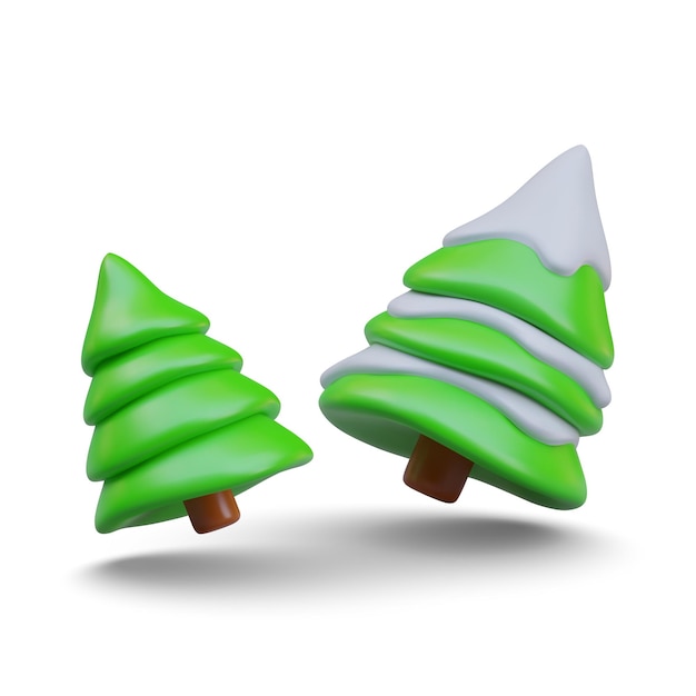 Árbol de Navidad verde y nevado Conjunto de vectores de colores Ilustraciones para decoración