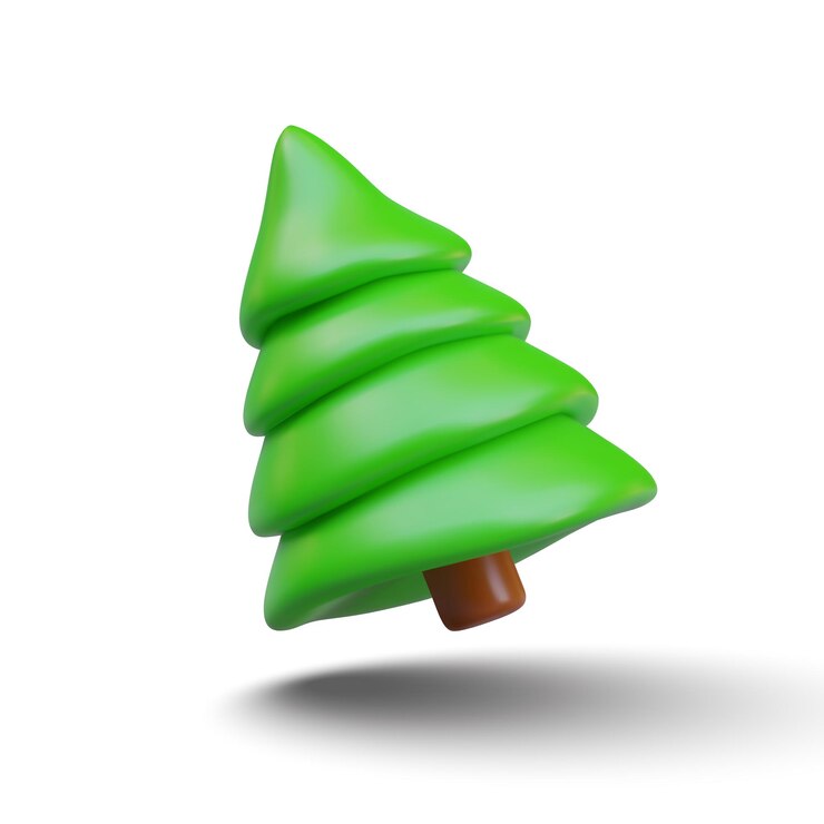 Vector árbol de navidad verde sobre fondo blanco en estilo de dibujos animados