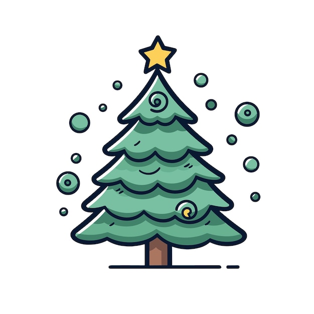 Árbol navideño abstracto en estilo de color plano