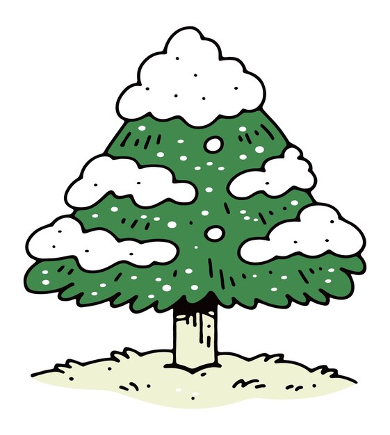 un árbol con nieve en él y un árbol verde en la parte superior