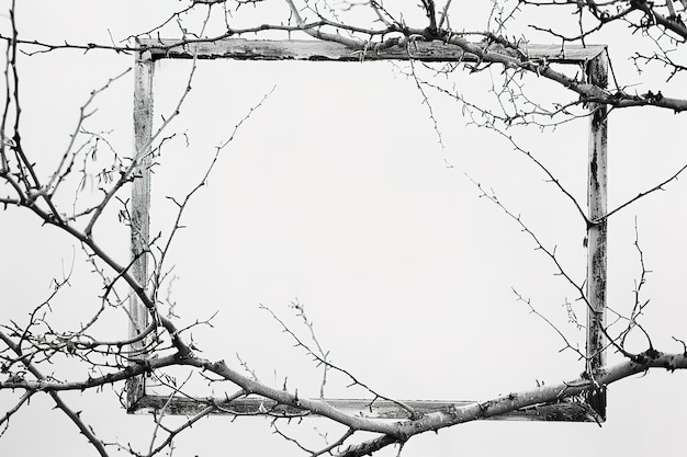 un árbol con nieve en él y un marco que dice t