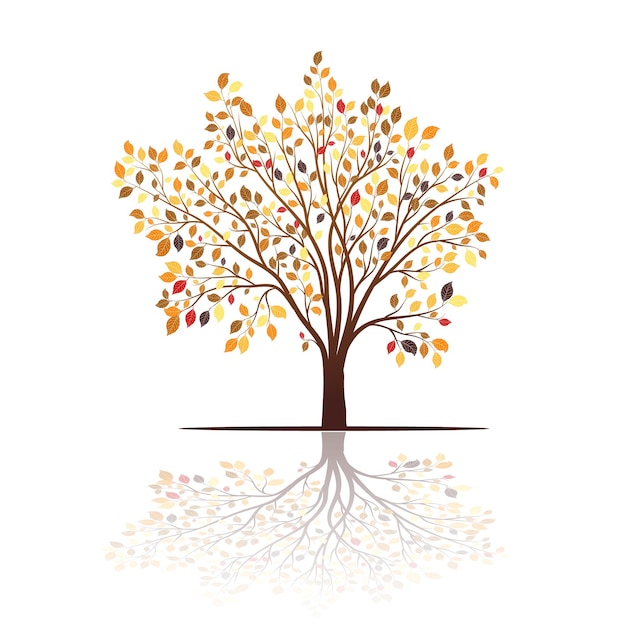 Árbol de otoño con hojas de colores vector