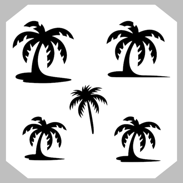 Árbol de palma en estilo vectorial plano negro Diseño de silueta de árbol de coco limpio
