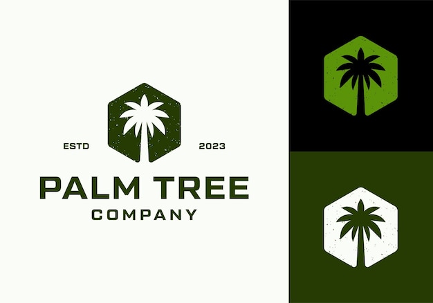 árbol de palma hipster rústico plantilla de diseño de iconos del logotipo