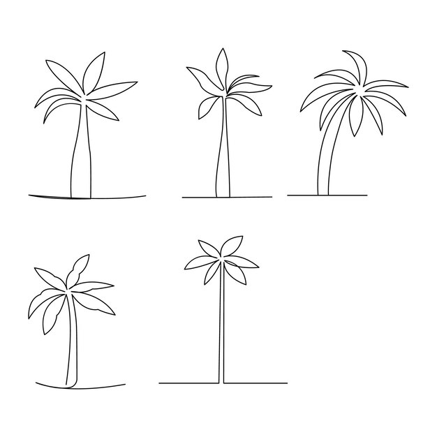 árbol de palma Una línea de línea continua arte de ilustración diseño vectorial