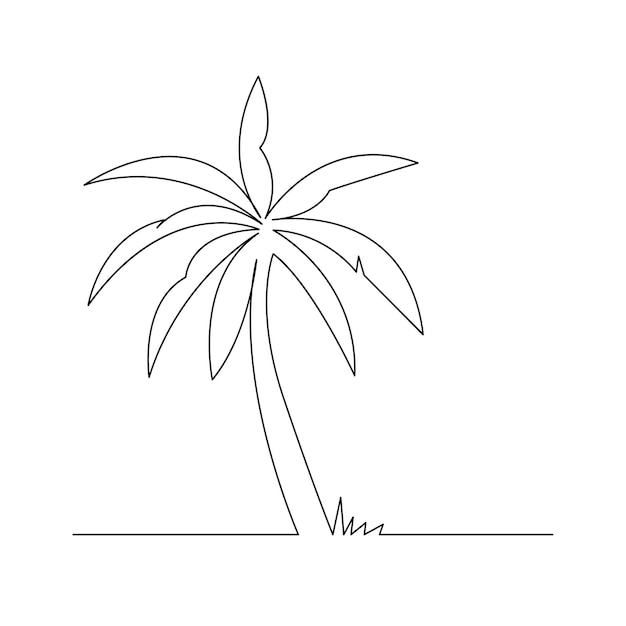 árbol de palma Una línea de línea continua arte de ilustración diseño vectorial