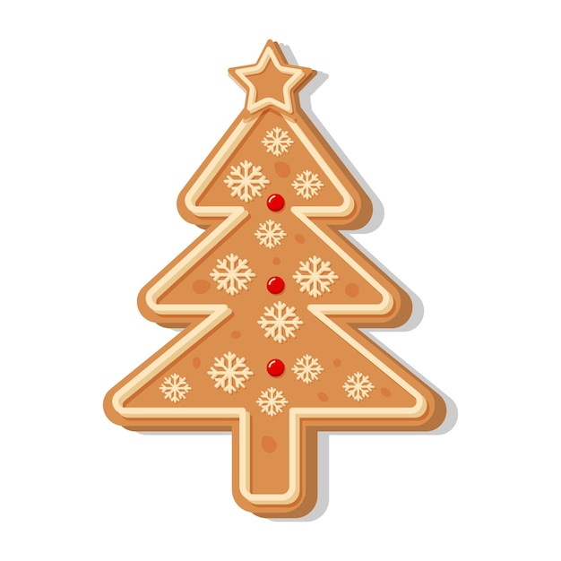 Árbol de pan de jengibre de Navidad. Galleta dulce glaseada casera.