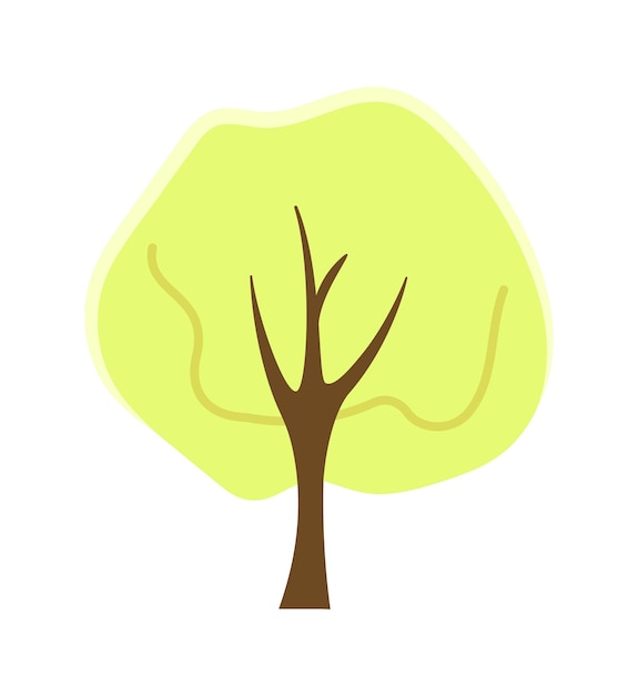 Árbol de parque decorativo objeto vectorial de color semiplano Hojas y ramas Icono de arte de clip de dibujos animados editable sobre fondo blanco Ilustración de punto simple para diseño gráfico web