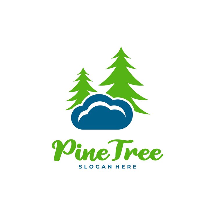 Vector árbol de pino con vector de diseño de logotipo de nube plantilla de conceptos de logotipo de árbol de pino creativo