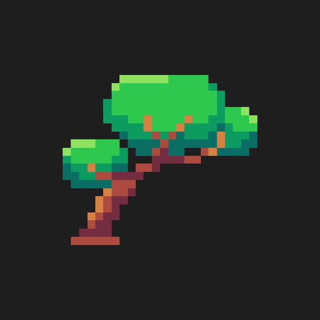 árbol de pixel art para el activo del juego