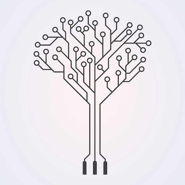 Árbol de placa de circuito de vector. Icono de negocio de concepto de tecnología digital innovadora.