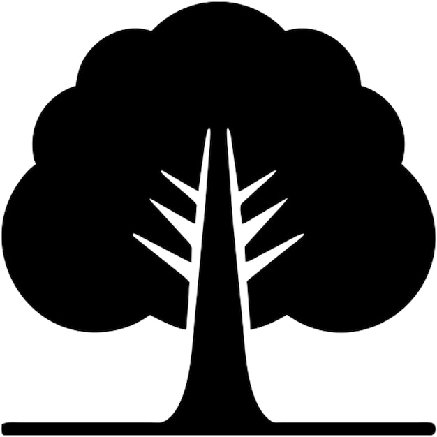árbol plano icono en blanco y negro