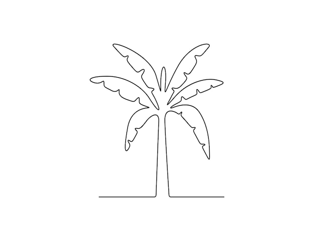 Árbol de plátano en una ilustración vectorial de dibujo de línea continua