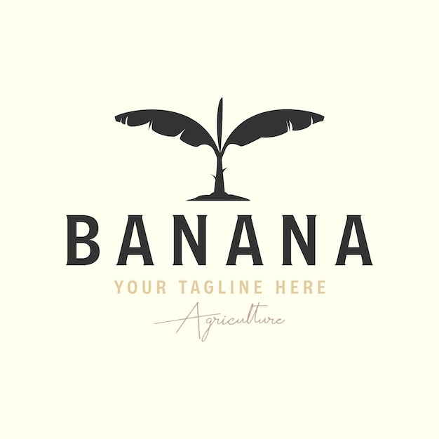 Árbol de plátano vectorial con diseño de ilustración de icono de plantilla de logotipo de estilo vintage