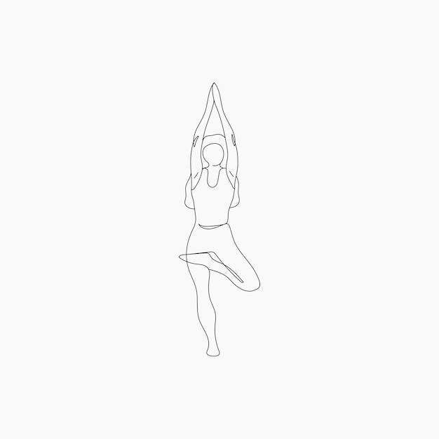 árbol, pose, yoga, ilustración
