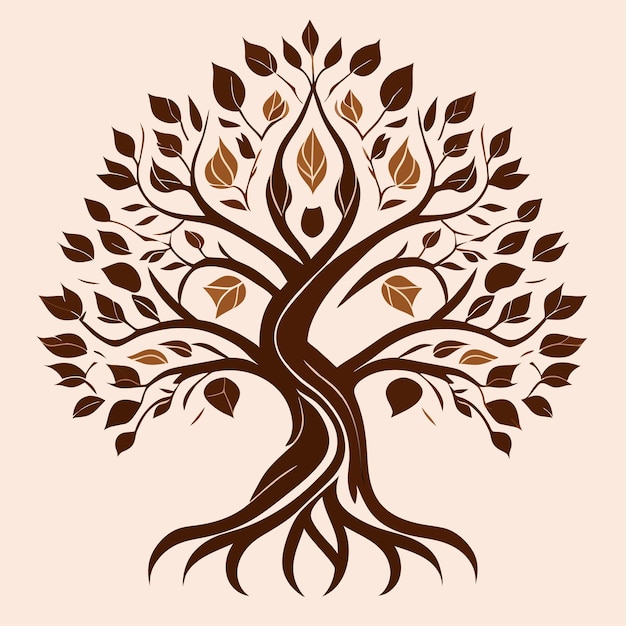 Vector Árbol de primavera para su diseño o vida de árbol dibujado a mano en tonos marrones