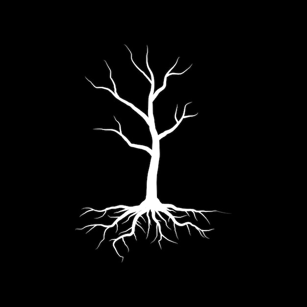 un árbol con raíces sin hojas