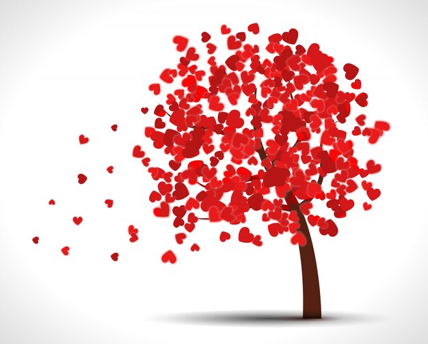 Árbol de San Valentín con corazones para su diseño.