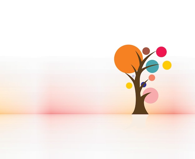 Árbol de vector de darw de mano sobre fondo ecológico, ilustración vectorial
