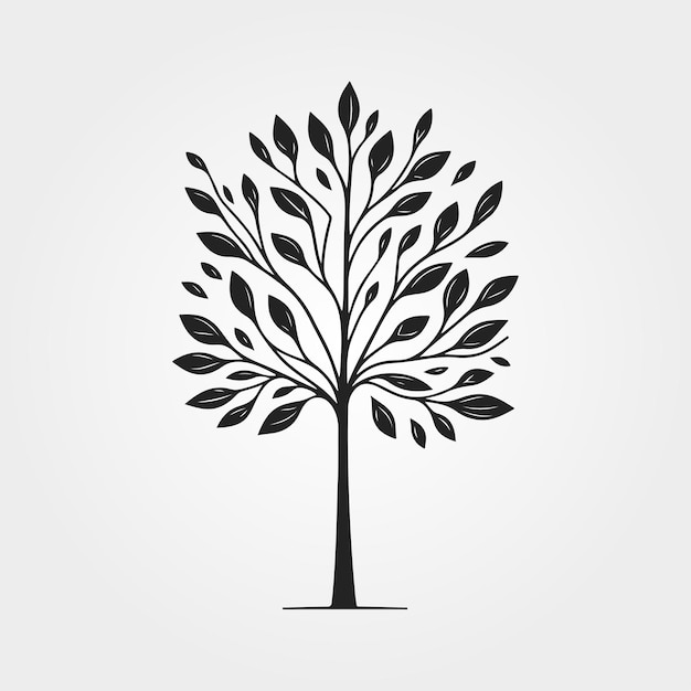 árbol vectorial negro de icono en vivo sobre fondo blanco