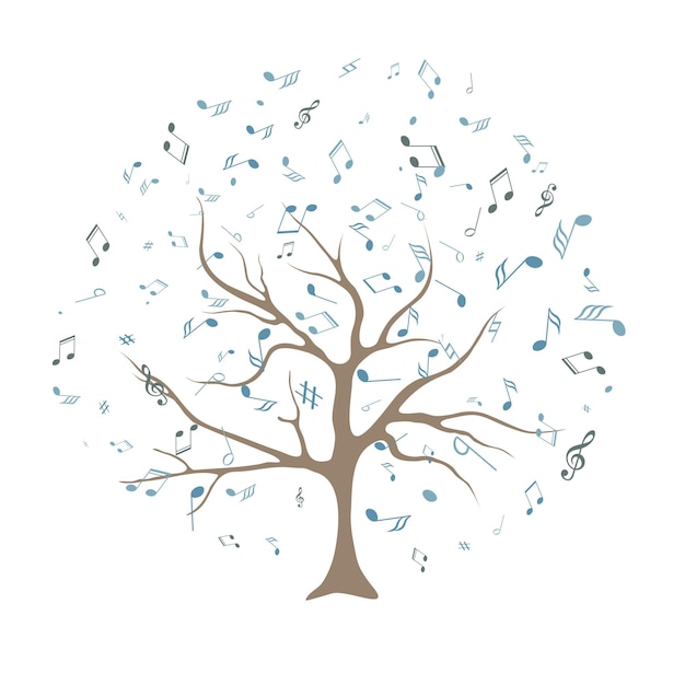 Árbol vectorial con notas musicales