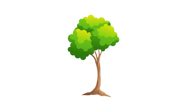 Árbol verde caducifolio con raíces expuestas ilustración vectorial aislada