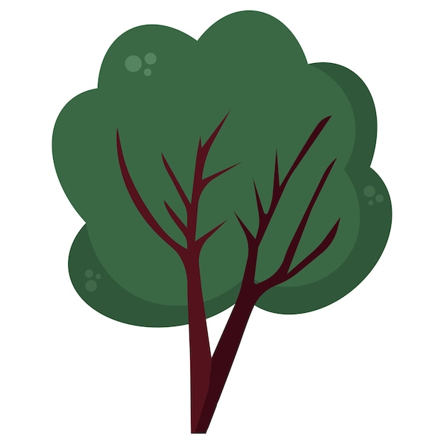 Árbol verde de dibujos animados Ilustración vectorial