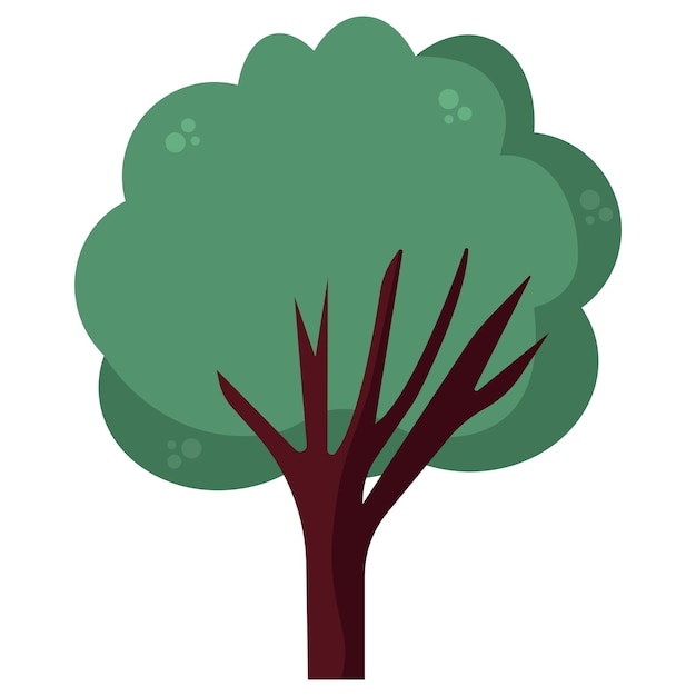Árbol verde de dibujos animados Ilustración vectorial