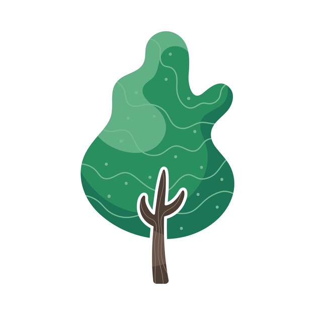 Árbol verde plano de dibujos animados de fantasía Parque forestal abstracto o planta de jardín