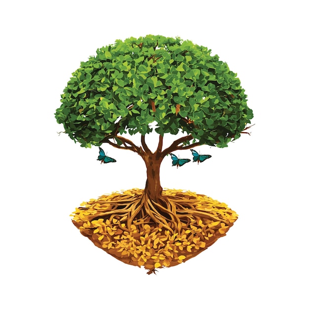 Árbol verde sobre un fondo blanco